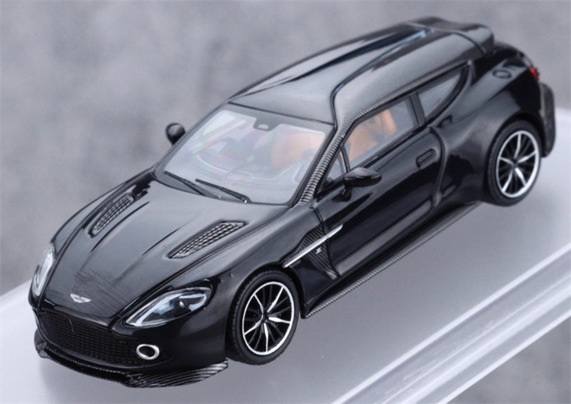 KING MODEL Aston Martin Vanquish Zagato Shooting Brake 2018 Black Limited Edition 999PCS ONLY 1:64 Car Pre-built Model view6