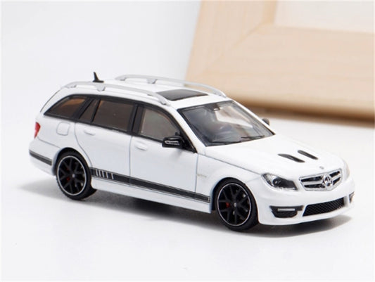 Flame Mercedes-Benz C63 AMG Edition 507 Wagon White Limited Edition 499PCS ONLY 1:64 car Pre-built Model view2