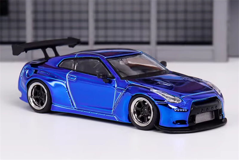 LMLF MODEL Nissan GT-R R35 Pandem Rocket Bunny Electroplating Blue Limited Edition 500PCS ONLY 1:64 Car Pre-built Model view5