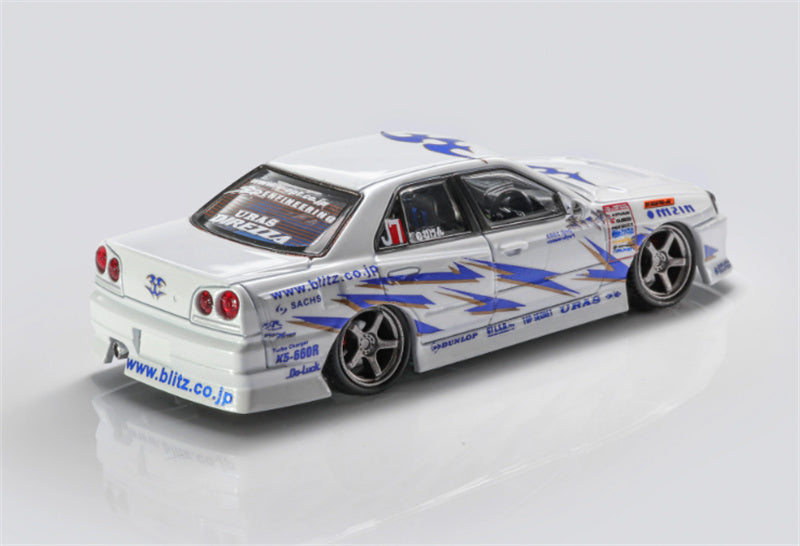 Mortal Nissan GTR ER34 BLITZ D1GP SKYLINE URAS Modified Edition Dual car set Limited Edition 899PCS ONLY 1:64 Car Pre-built Model view4