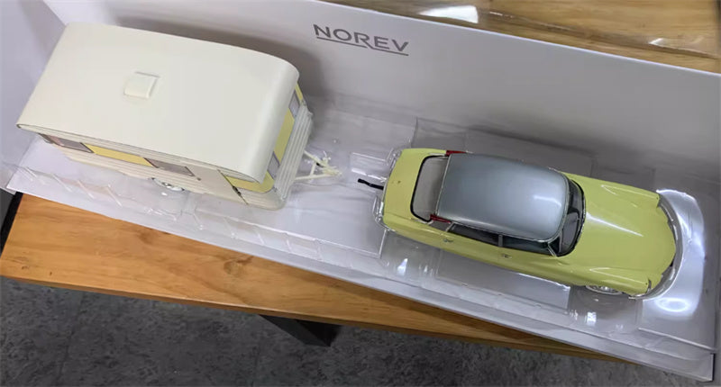 NOREV Citroen DS19 with trailer RV YELLOW WHITE 1:18 Car Pre-built Model view6