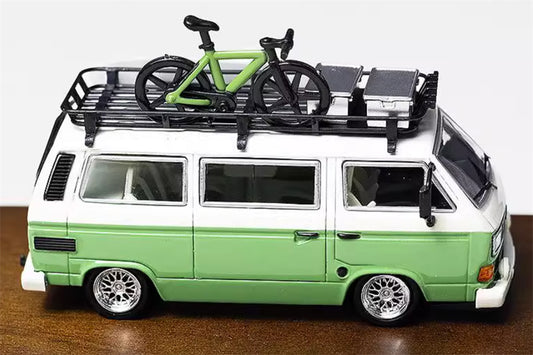 Mortal Volkswagen VW T3 Magway van BBS Lowered Version with accessories GREEN/CREAM Limited Edition 499PCS ONLY 1:64 Car Pre-built Model view2