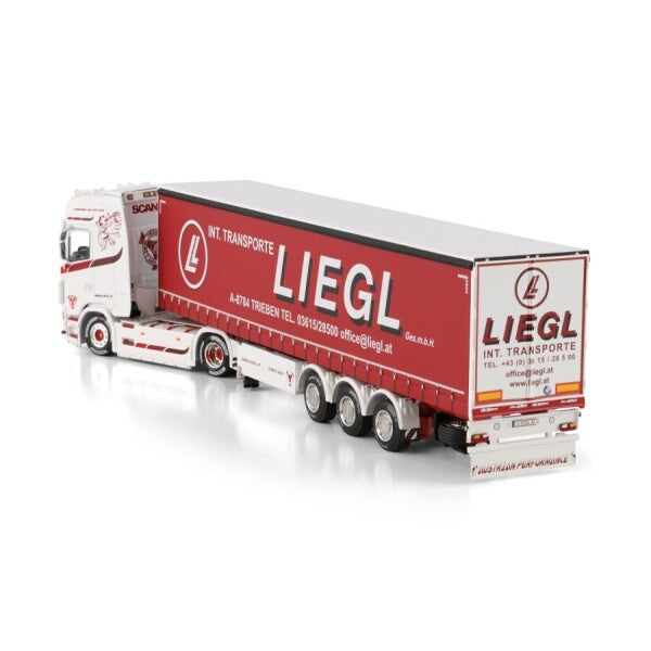 1:50 SCANIA LIEGL S CS20H 4X2 CURTAINSIDE TRAILER 3 AXLE WSI   Diecast Model
