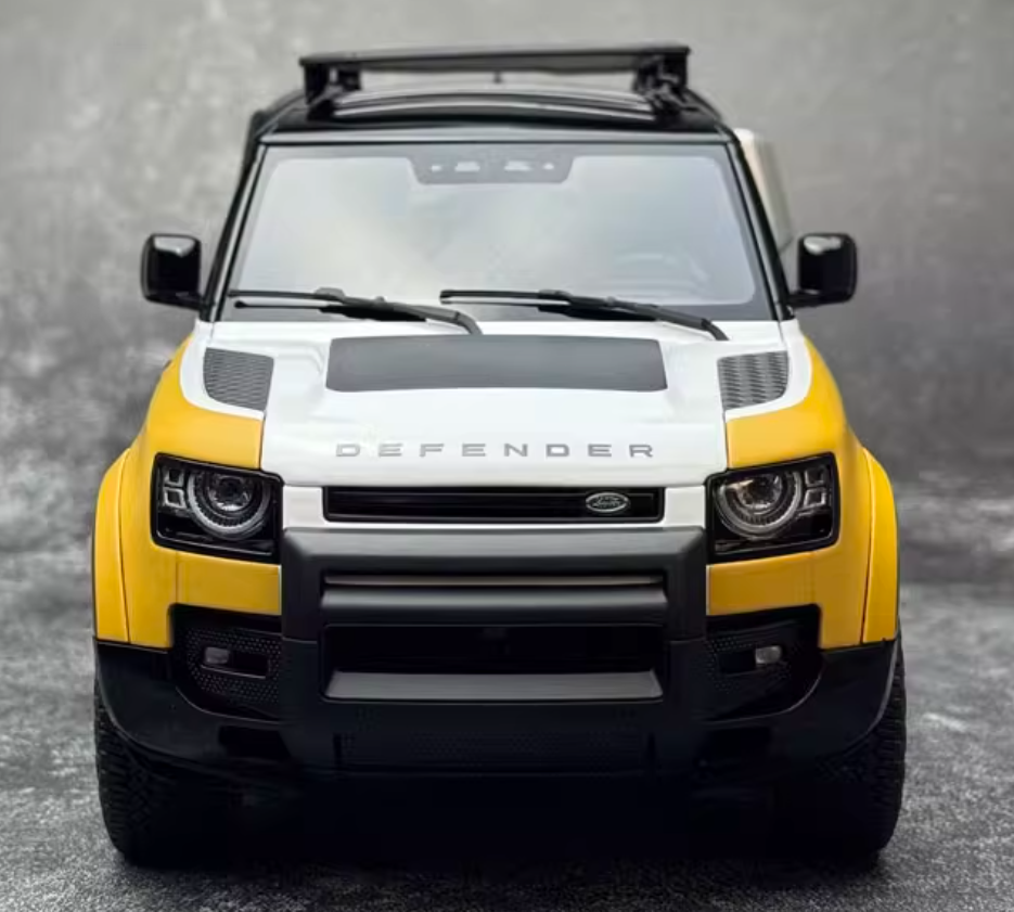 Almost Real 2023 Land Rover Defender 90 Trophy Yellow White 1:18 Car Pre-built Model view10