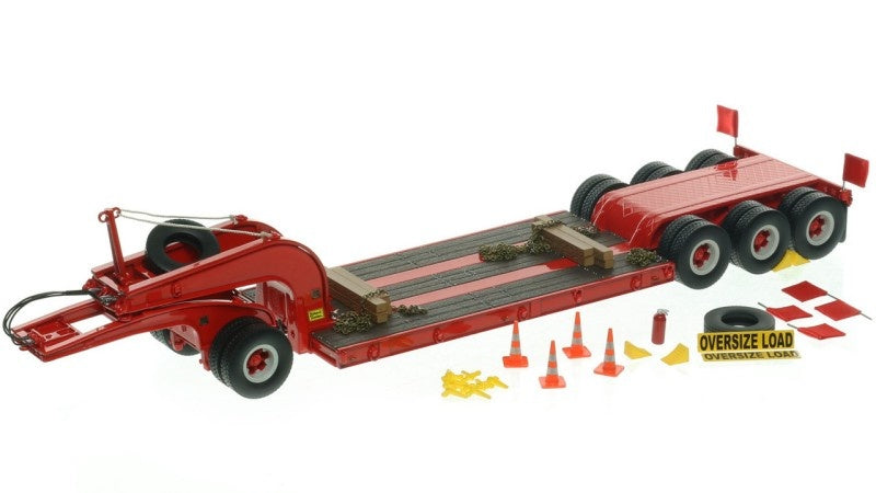 1:50 Talbert  1960s 60-Ton Cableneck Lowbed w/ Single-Axle Dolly Heavy Haul Replicas  Red Diecast Model
