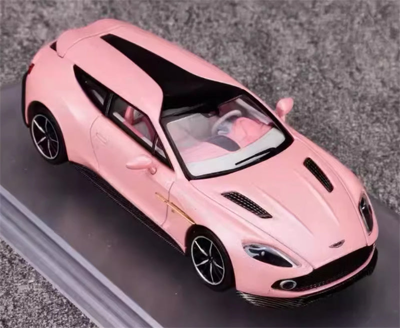 KING MODEL Aston Martin Vanquish Zagato Shooting Brake 2018 pink Limited Edition 999PCS ONLY 1:64 Car Pre-built Model view4