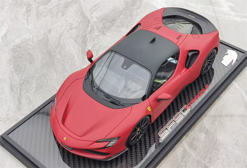 BBR MODELS Ferrari SF90 Stradale Pack Fiorano Rosso F1-75 Matte Red Carbon fiber base Limited Edition 18PCS ONLY 1:18 Car Pre-built Model view10