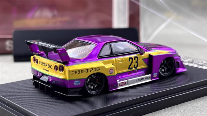 SW Nissan Skyline LBWK ER34 Electroplated Lightning Purple Limited Edition 499PCS ONLY 1:64 car Pre-built Model view5