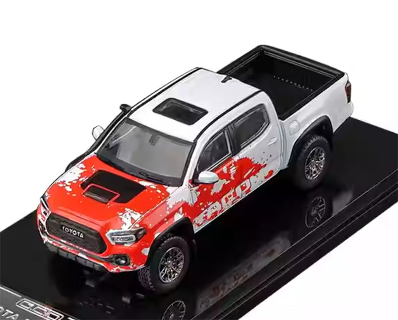 GCD TOYOTA Tacoma Pickup Red White LHD 1:64 Truck Pre-built Model view6