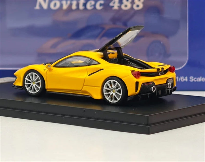 Ichiban Model Ferrari 488 Novitec Pista Yellow Super Racing Limited Edition 399pcs ONLY 1:64 Car Pre-built Model