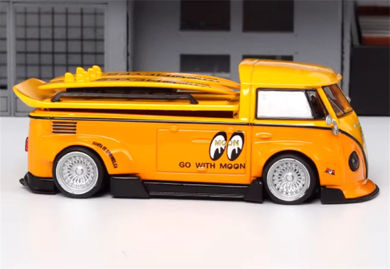 LMLF MODEL Volkswagen T1 Kombi wide body pickup truck with lid Mooneyes 1:64 Truck Pre-built Model view3