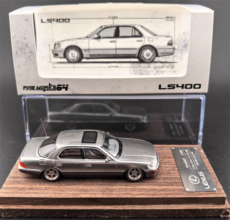 Fine works 64 Lexus LS400 Silver w/ gray skirt edge Low lying wheels Limited Edition 500PCS ONLY 1:64 Car Pre-built Model view10