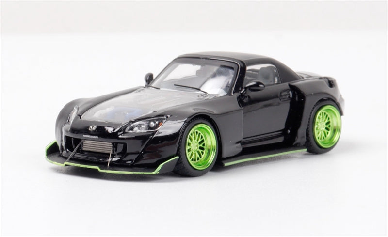 RHINO MODEL Honda S2000 Wide body Convertible Roadster Black Limited Edition 699PCS ONLY 1:64 car Pre-built Model view2