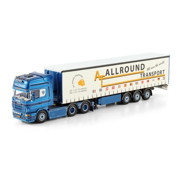1:50 SCANIA A.A. VD HEUVEL 4 series 6X2 CURTAINSIDE TRAILER 3 AXLE WSI   Diecast Model