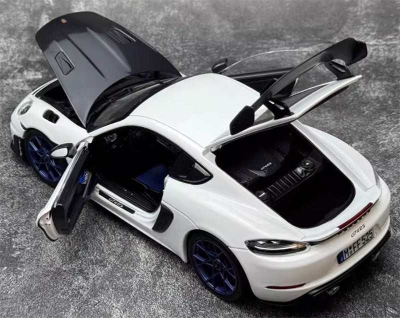 1:18 PORSCHE Cayman GT4 RS 2024 White carbon cover  Norev Hard top Tail Wing Edition DIECAST Car Model