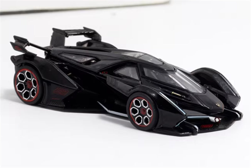 LeManFang Lamborghini V12 Vision VGT Concept Car Metallic Black 1:64 Car Pre-built Model view5