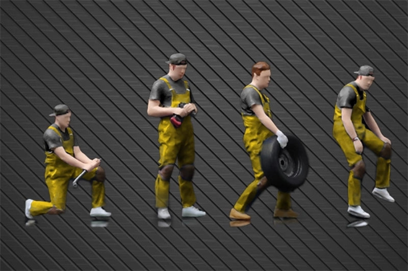 Mini Station Mooneyes Repair worker 4 figures a set 1:64 car Pre-built Model view4