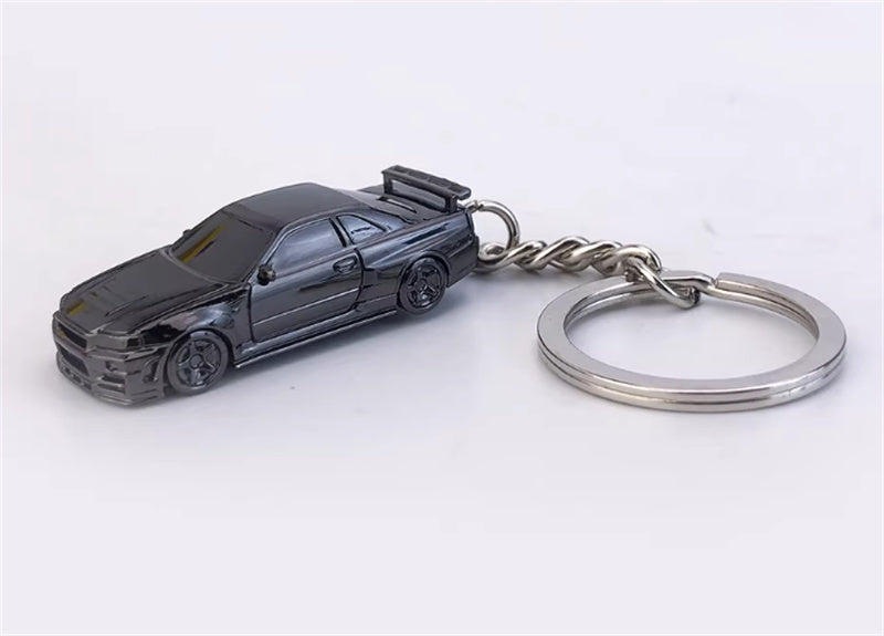 1:87 Nissan GTR34  Electroplating Dark gray  SEEKER  DIECAST Keychain Model