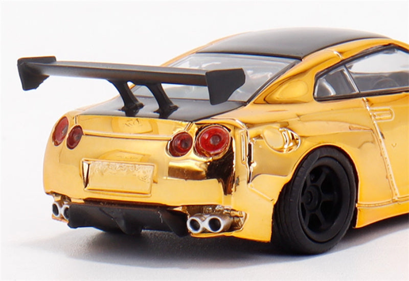 Fuji Nissan GT-R R35 Pandem Rocket Bunny Widebody Modification Car Electroplated gold black Limited Edition 599PCS ONLY 1:64 Car Pre-built Model view6