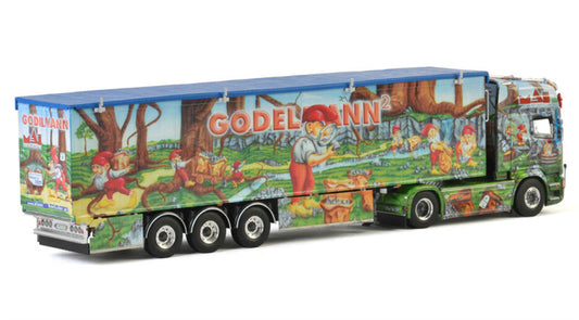 WSI  SCANIA STREAMLINE TOPLINE 4x2 VOLUME TRAILER / CARGO FLOOR - 3 AXLE Mai Logistik Godelmann 1:50 Truck Pre-built Model