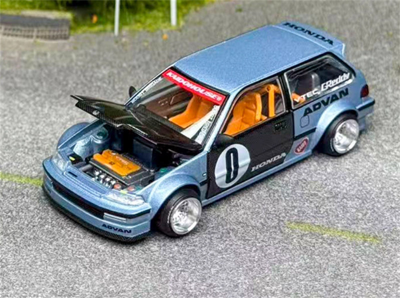 KaidoHouse x MiniGT Honda Civic EF Kaido Roulette V1 blue color box packaging 1:64 Car Pre-built Model view5