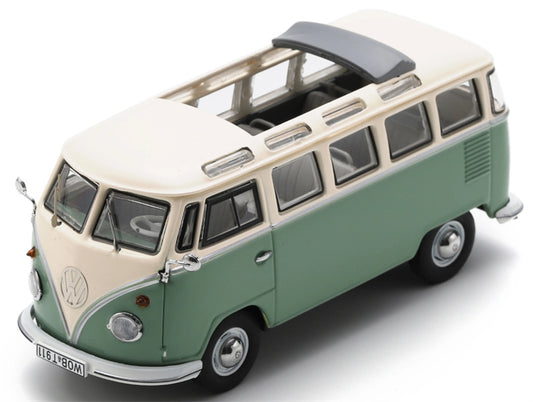 SCHUCO Volkswagen VW T1B Samba Green / White 1:43 Car Pre-built Model view1
