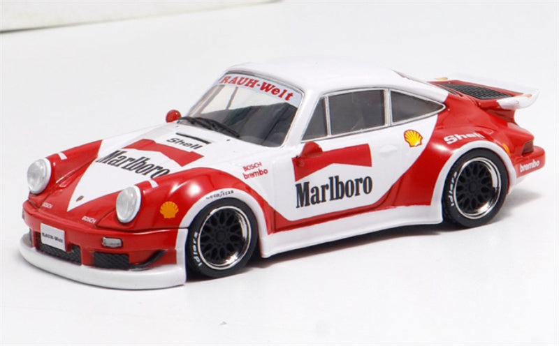 mymodelcollect Porsche RWB 930 Red and White Marlboro Limited Edition 999PCS ONLY RAUH - Welt 1:64 Car Pre-built Model view1