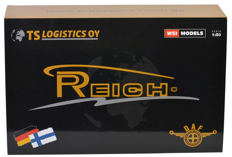 WSI  DAF XF SUPER SPACE CAB 6X2 TWINSTEER CURTAINSIDE TRAILER (LZV)- 3 AXLE Reich Philipp TS Logistics OY 1:50 Truck Pre-built Model
