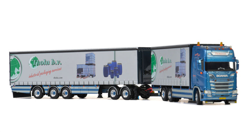WSI SCANIA S HIGHLINE CS20H 6x2 TAG AXLE CURTAINSIDE LZV COMBI Tholu b.v. 1:50 Model