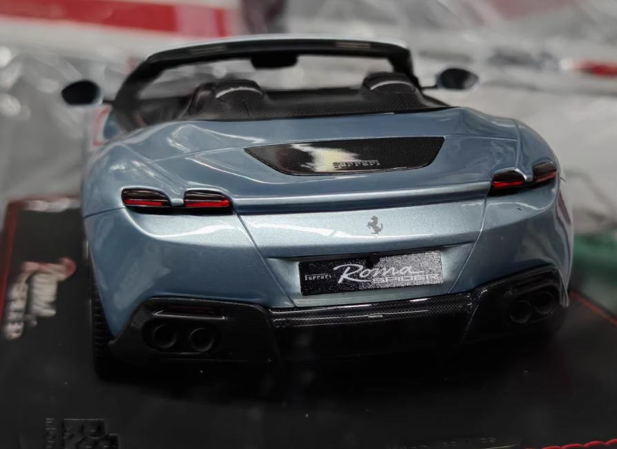 BBR MODELS Ferrari Roma Spider convertible Ice blue 1:18 Car Pre-built Model view5