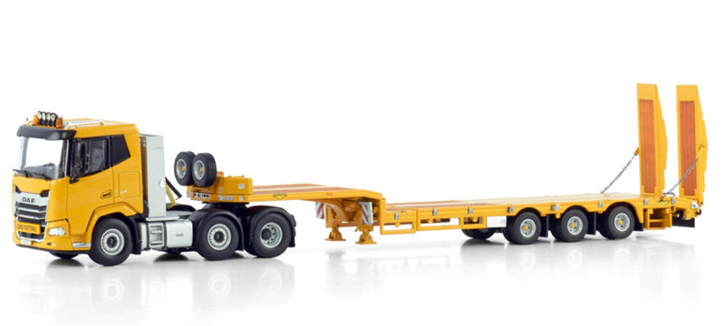 1:50 WSI DAF XF SL 6X2 TWIN STEER SEMI LOW LOADER WITH RAMPS