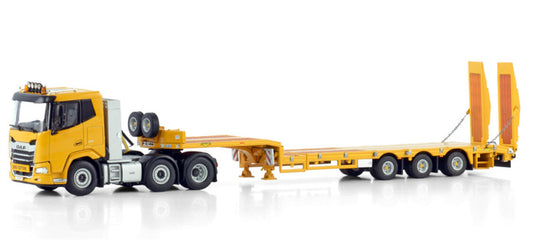 1:50 WSI DAF XF SL 6X2 TWIN STEER SEMI LOW LOADER WITH RAMPS