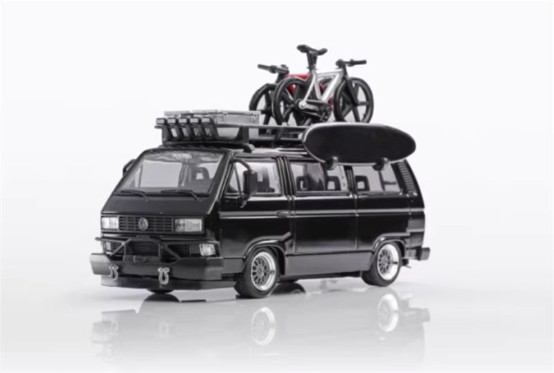 Mortal VW T3 Magway van Exhibition Edition Black - with Accessories 1:64 Car Pre-built Model view1