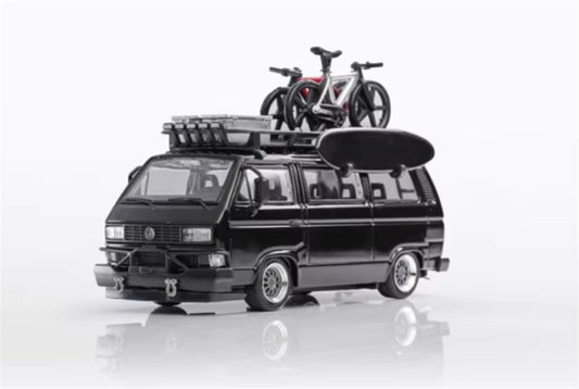 Mortal VW T3 Magway van Exhibition Edition Black - with Accessories 1:64 Car Pre-built Model view1