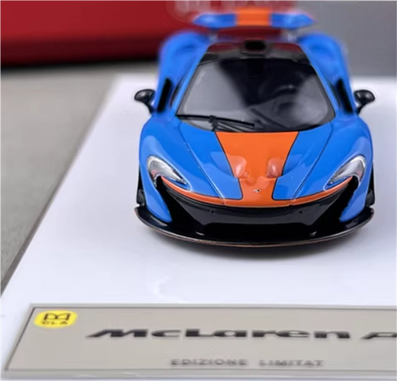 DMH McLaren P1 supercar Gulf Blue Grey Wheel 1:64 Car Pre-built Airliner Model Display view7