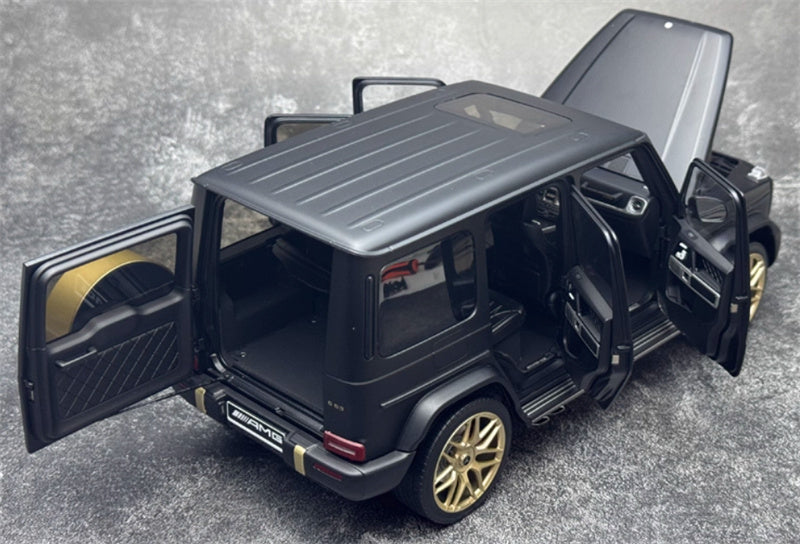 Almost Real Mercedes AMG G63 Grand Edition 2024 Dumb Black Gold Black interior with gold wheels 1:18 Truck Pre-built Model view7