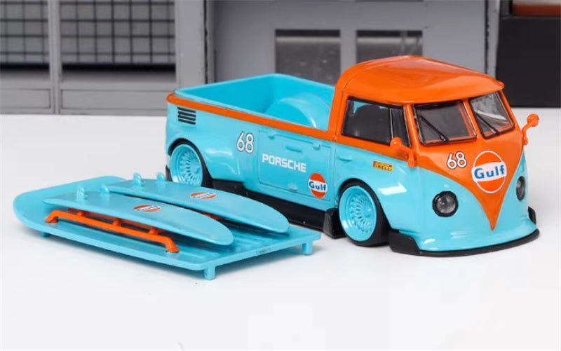 LMLF MODEL Volkswagen T1 Kombi wide body pickup truck with lid Gulf 1:64 Truck Pre-built Model view4