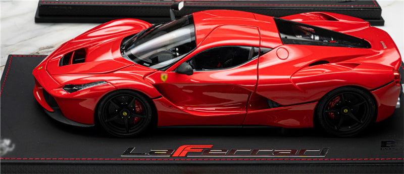 BBR MODELS Ferrari LaFerrari red Black wheel red top Limited Edition 120PCS ONLY leather base 1:18 Car Pre-built Model view2