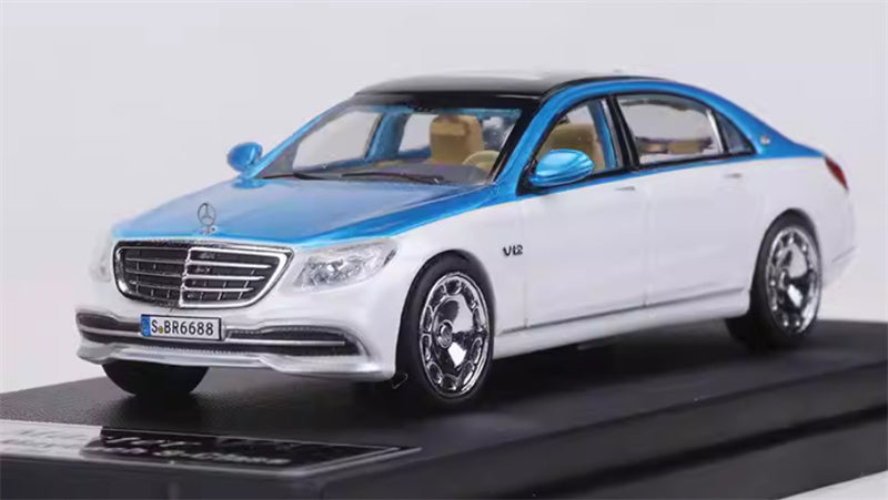 Master Mercedes Benz Maybach S-Class Blue and white dual color 1:64 Car Pre-built Airliner Model Display view5