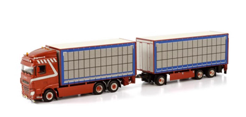 WSI DAF XF SPACE CAB 6X2 TAG AXLE RIGED TRUCK BOX COMBI - 6 AXLE TIJS DE KONING 1:50 Truck Pre-built Model