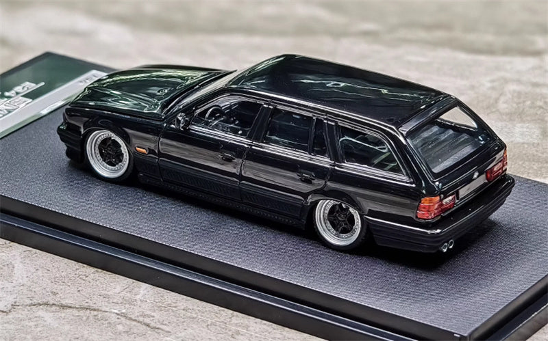 Mortal BMW E34 TOURING 5 Series Pearl Black Lowered Version Limited Edition 799PCS ONLY 1:64 Car Pre-built Model view9
