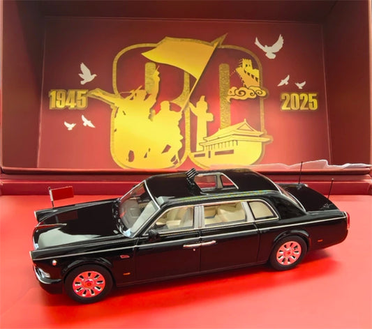 1:64 Hongqi CA7601 2025 Black Almost Real DIECAST Civil Car Model