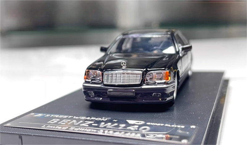 SW Mercedes Benz S600 W140 Black (Grey Skirt Edge) Limited Edition 499PCS ONLY 1:64 car Pre-built Model view3