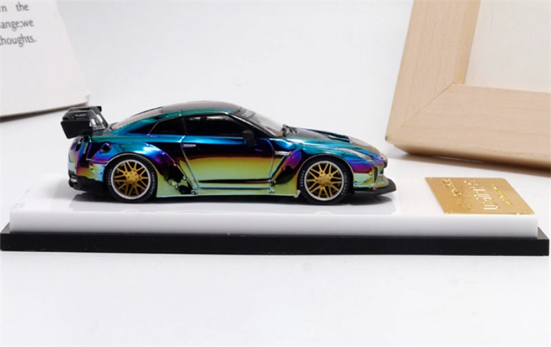 mymodelcollect Nissan GT-R R35 LBWK Limited Edition Electroplating dazzling color 1:64 Car Pre-built Model view3