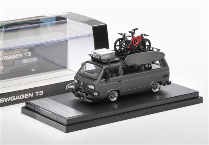Mortal VW T3 Magway van Exhibition version matte gray with accessories 1:64 Car Pre-built Model view6