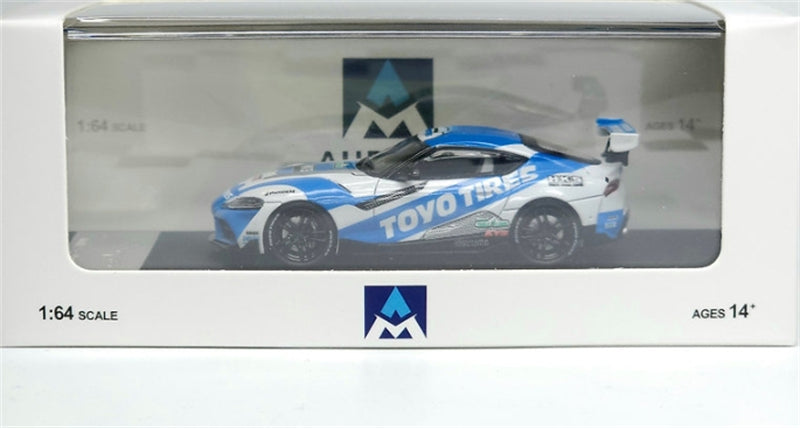 AURORA MODEL Toyota Supra A90 Blue White HKS Regular Version 1:64 car Pre-built Model view6
