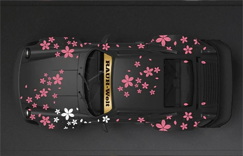 1:64 Porsche 911 RWB964 Matte Black with Cherry Blossom BSC DIECAST Limited Edition 499pcs ONLY Model