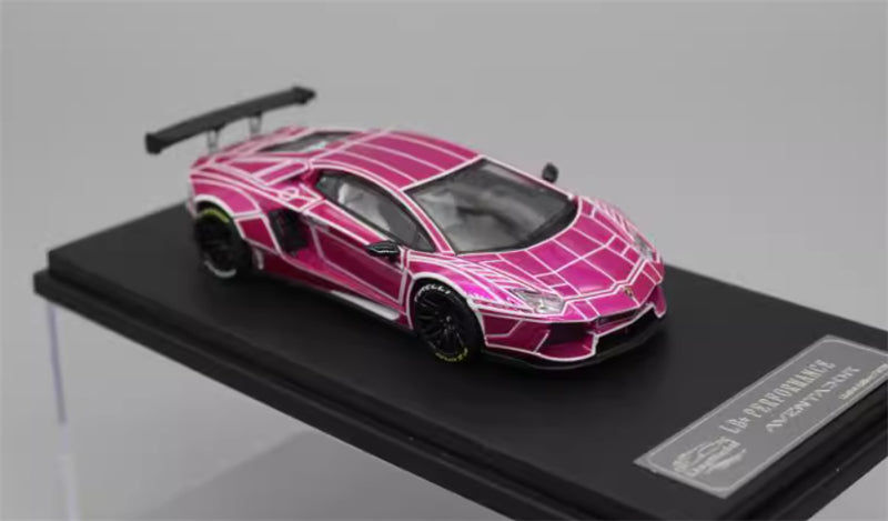 KING MODEL Lamborghini LP700 AVENTADOR Burst Pattern Luminous Edition Electroplating Pink 1:64 Car Pre-built Model view4