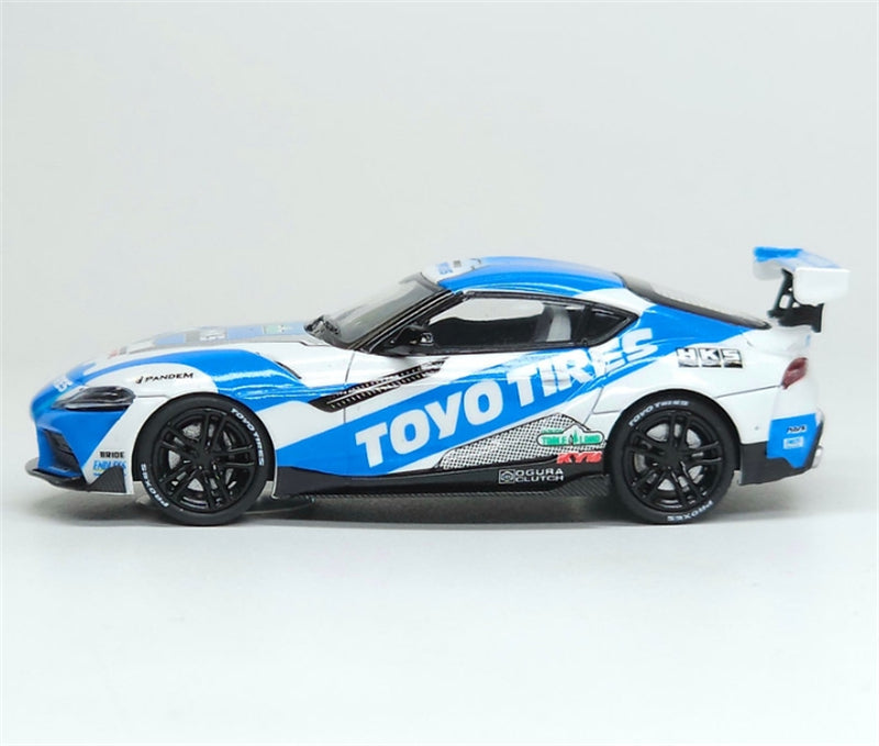AURORA MODEL Toyota Supra A90 Blue White HKS Regular Version 1:64 car Pre-built Model view5