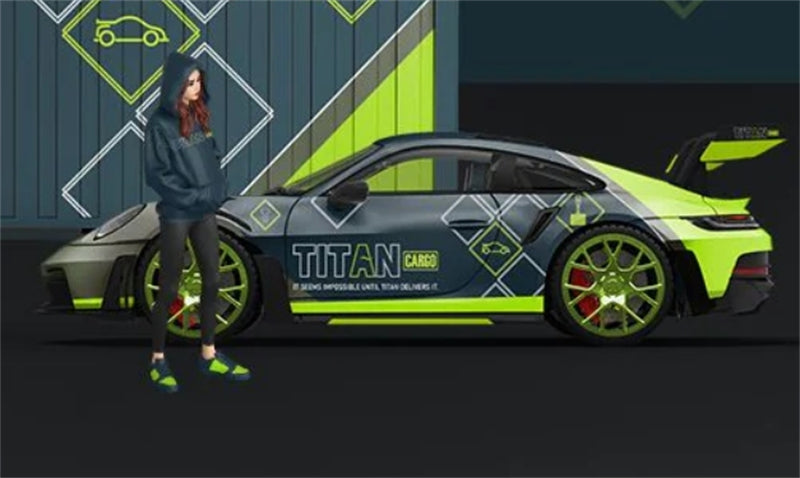 TimeMicro Porsche 992 GT3 RS TITAN Cargo Livery Green Silver w/ Doll Version Limited Edition 999PCS ONLY 1:64 car Pre-built Model view2